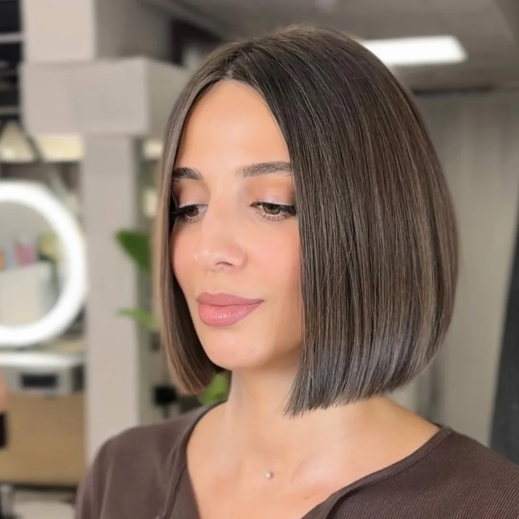 Sleek Center-Part Precision Bob
