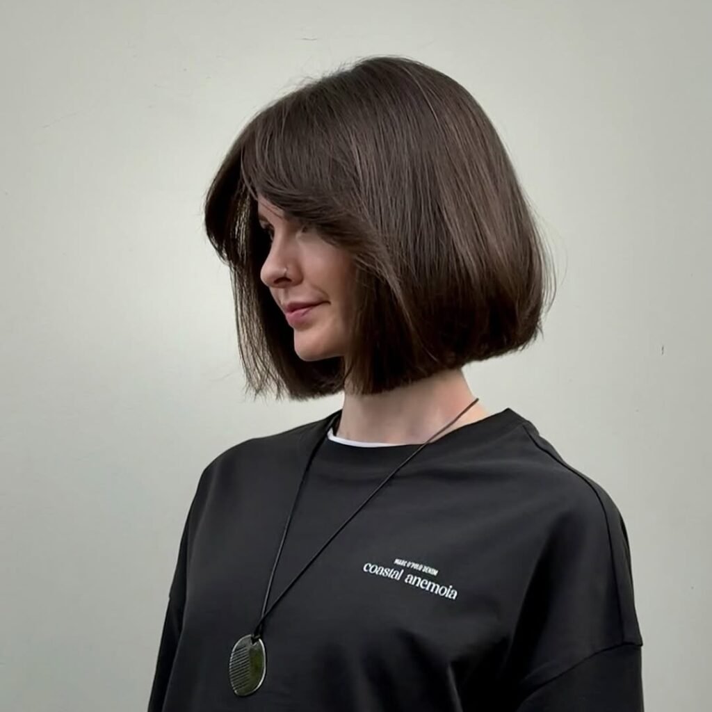 Sleek Rounded Brunette Bob