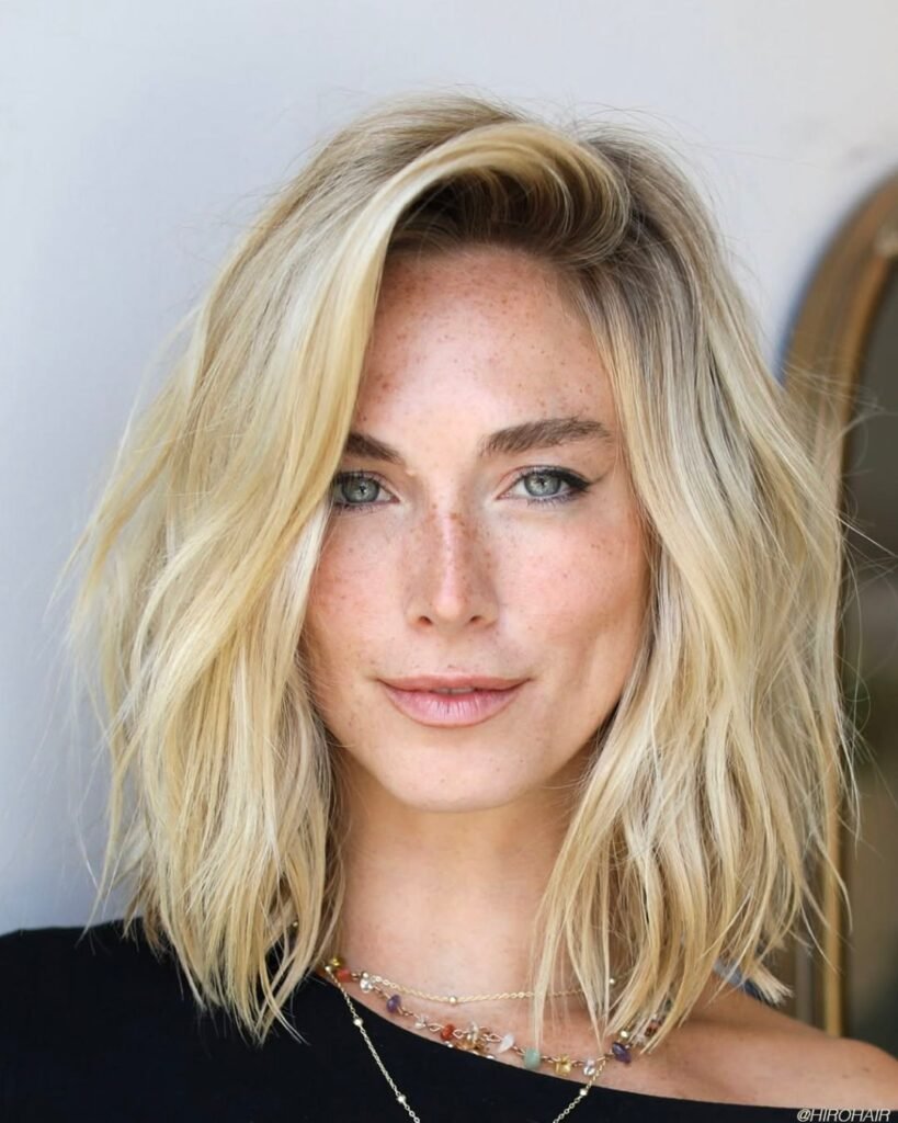 Textured Blonde Bob with Beachy Waves