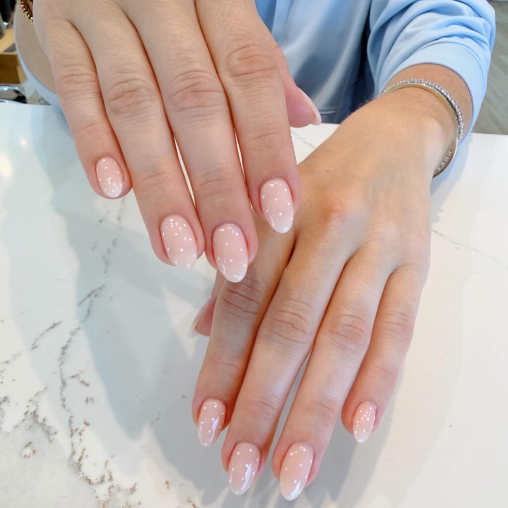 Barely There Nude Nails with Tiny White Dots