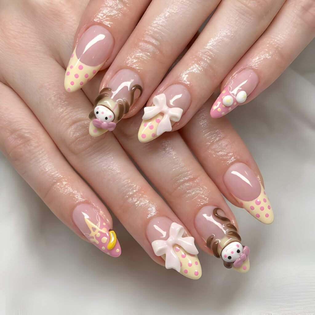  Cute Pastel Coquette Nails with Bows and Teddy Art