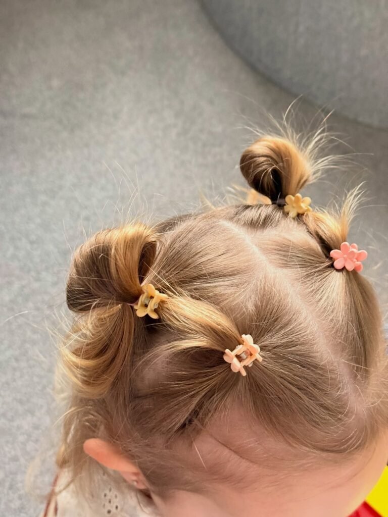Mini Buns With Pastel Flower Clips