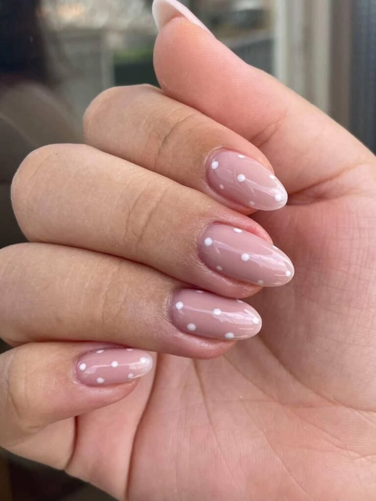  Sheer Pink Polka Dot Nails