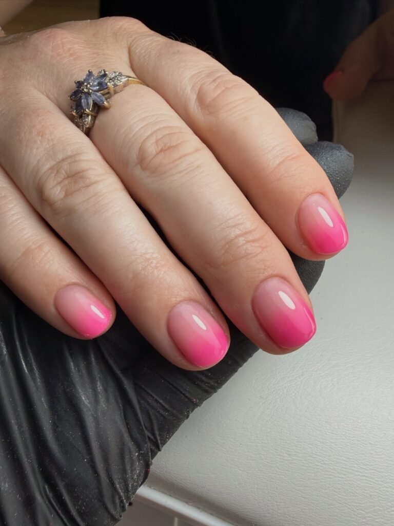 Short Pink Ombre Summer Nails