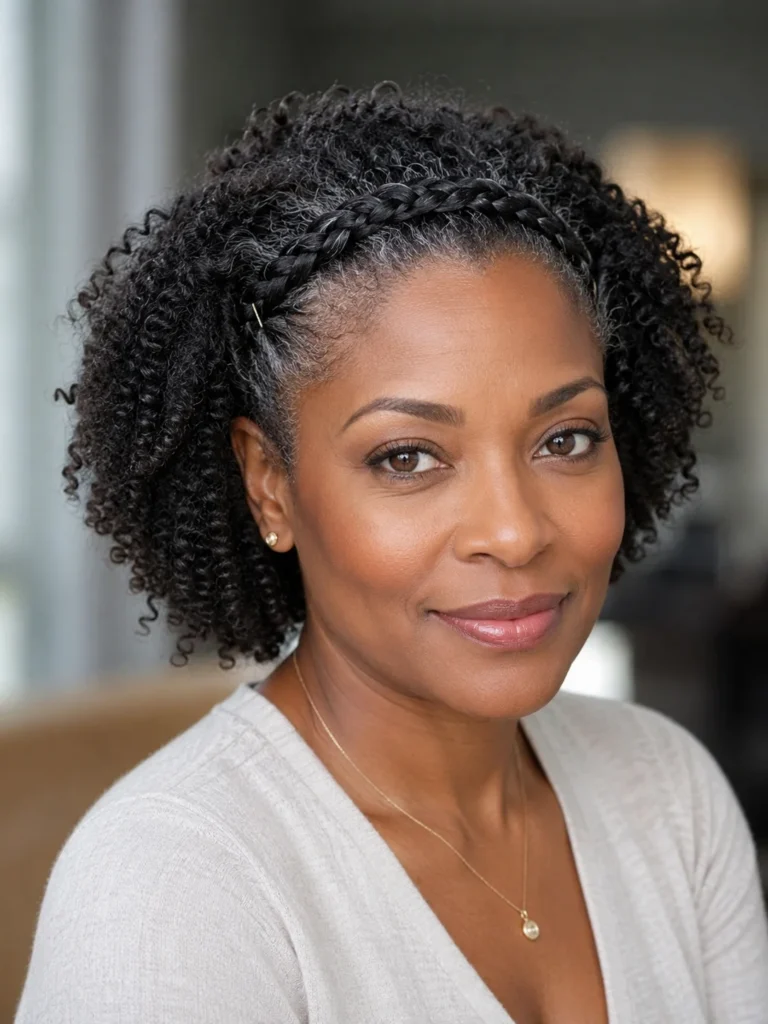 Braided Headband With Natural Curls
