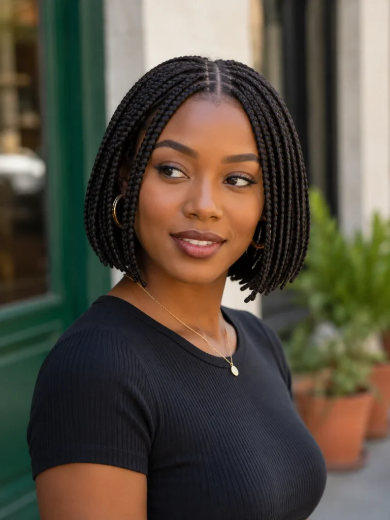 Chin-Length Box Braid Bob