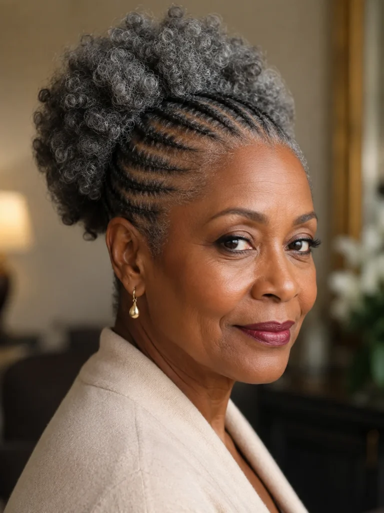 Cornrows Into a Natural Puff