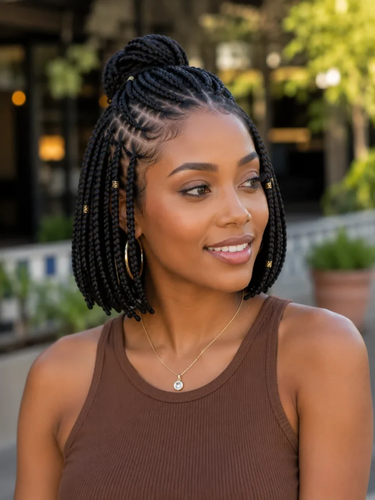 Half-Up Short Box Braids