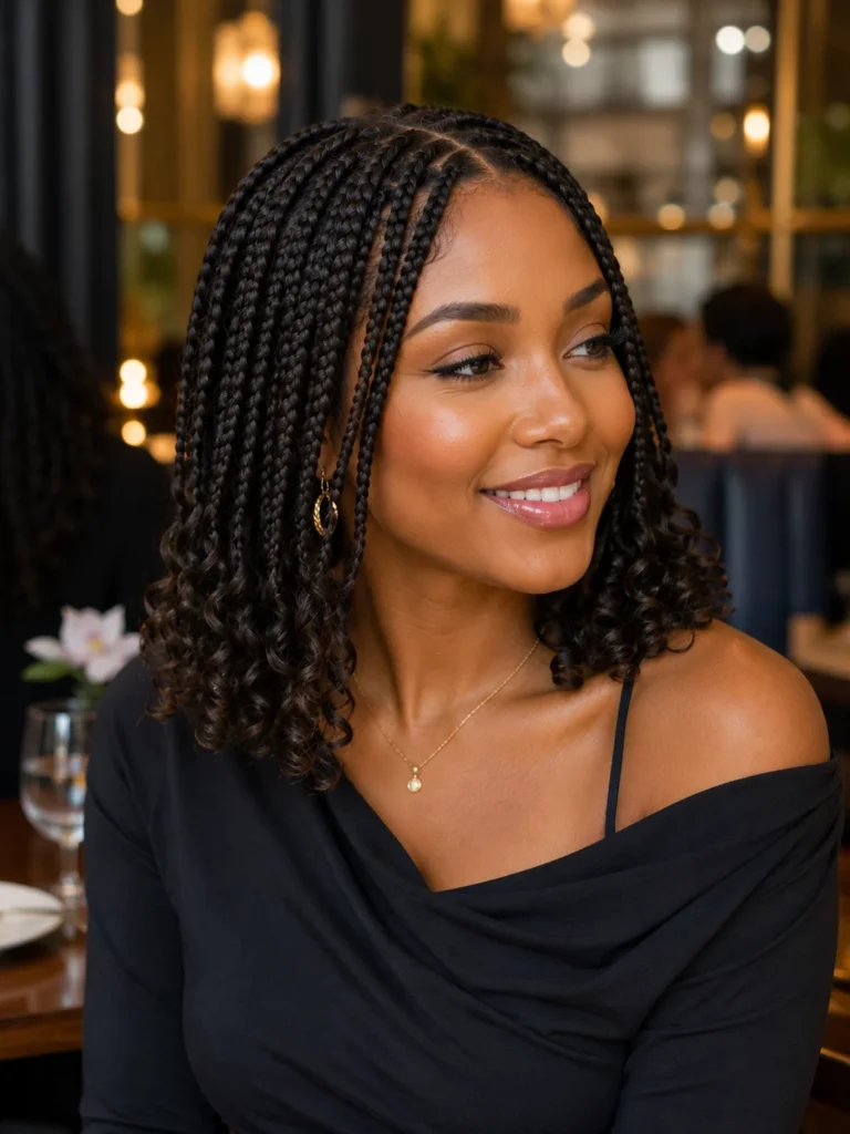 Short Braids With Curled Ends